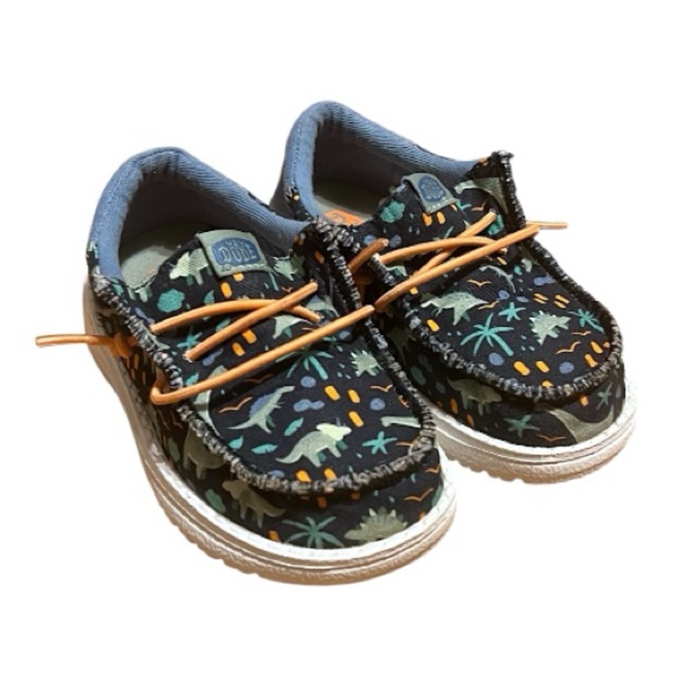 Toddler Blue Hey Dude Dinosaur Slip Ons